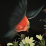 Поднос "Птица в цветах на черном" 38*28 см, арт. А-7.5