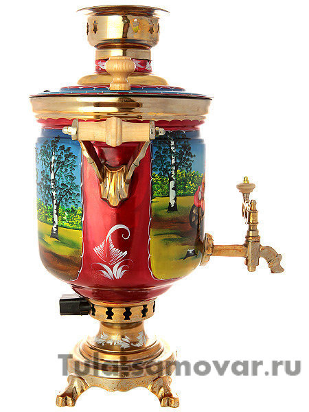 Электрический самовар 10 литров с художественной росписью "Тройка летняя", арт. 121023