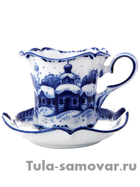 Сервиз для чая авторский Гжель "Зимушка"