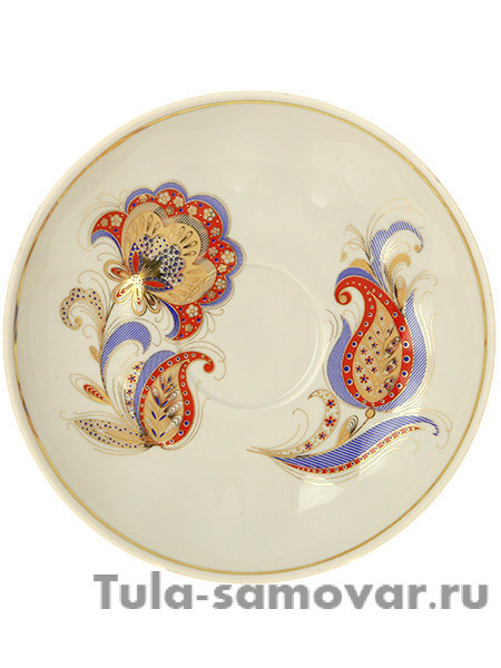 Дулевский чайный сервиз форма "Тюльпан" рисунок "Перо Жар-птицы" 6/15