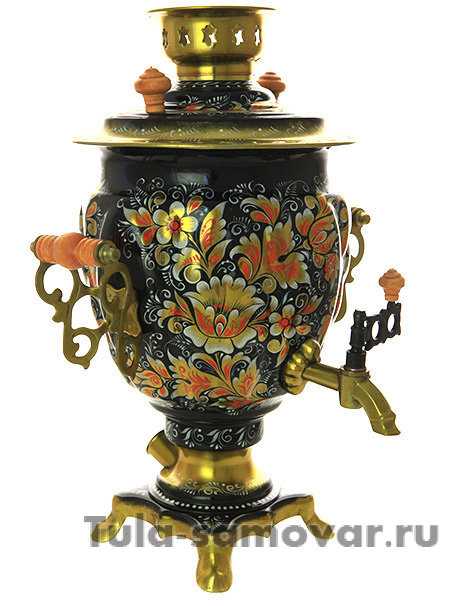 Набор самовар электрический 3 л с росписью "Золотистая кудрина" арт. 110598