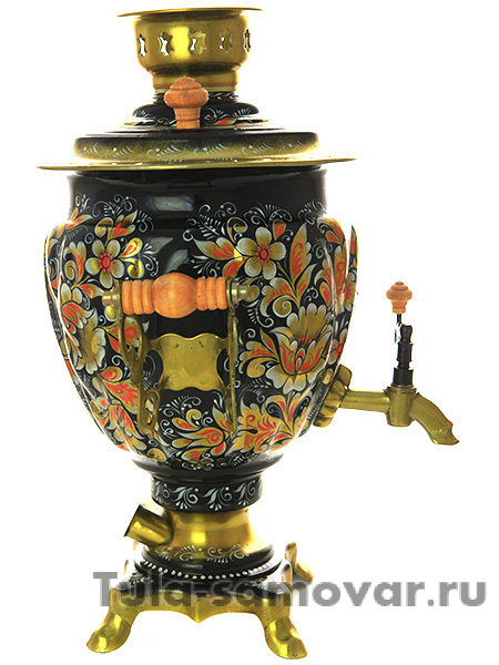 Набор самовар электрический 3 л с росписью "Золотистая кудрина" арт. 110598