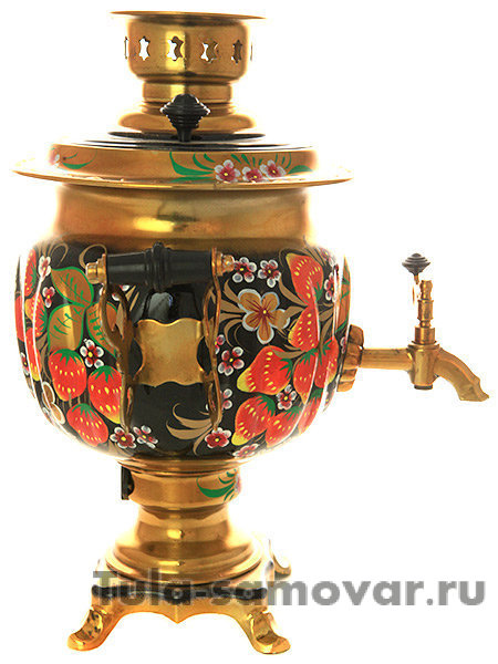 Набор самовар электрический 3 л с росписью "Клубника" арт.103567