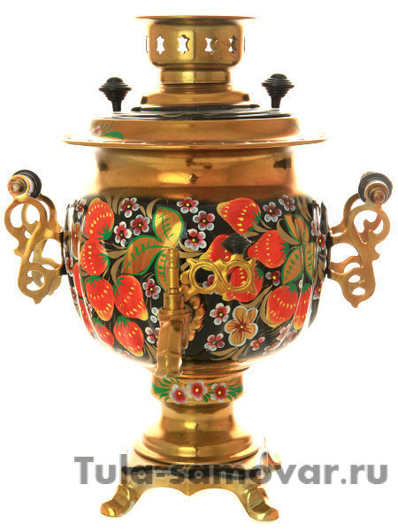 Набор самовар электрический 3 л с росписью "Клубника" арт.103567
