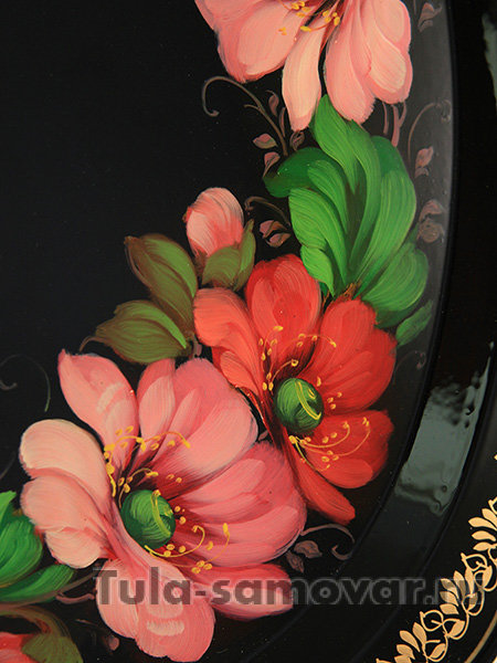 Поднос "Венок из розовых цветов" овальный фигурный, арт. 2141