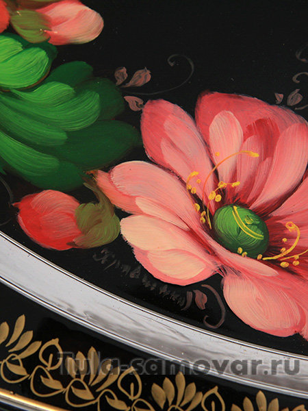 Поднос "Венок из розовых цветов" овальный фигурный, арт. 2141