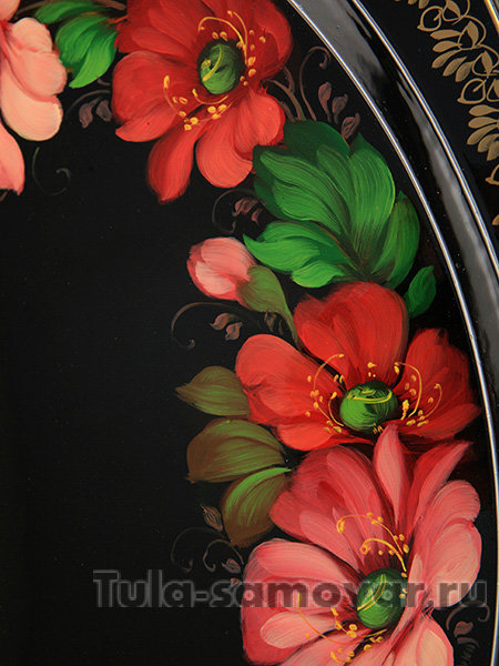 Поднос "Венок из розовых цветов" овальный фигурный, арт. 2141