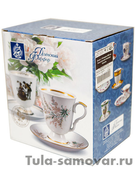 Дулевский чайный сервиз форма "Тюльпан" рисунок "Синий мак" 6/15