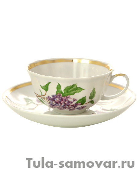 Дулевский чайный сервиз форма "Тюльпан" рисунок "Сирень" 6/15 Дулёво