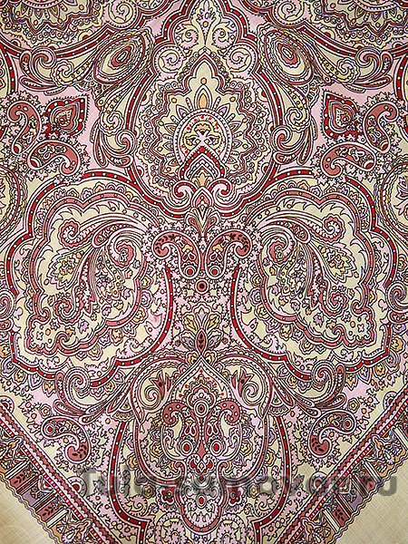 Шерстяной Павлопосадский платок "Русское золото", 89*89 см, арт. 529-7