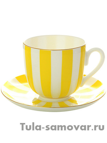 Кофейная чашка с блюдцем форма Ландыш 2 рисунок Да и нет желтый ИФЗ