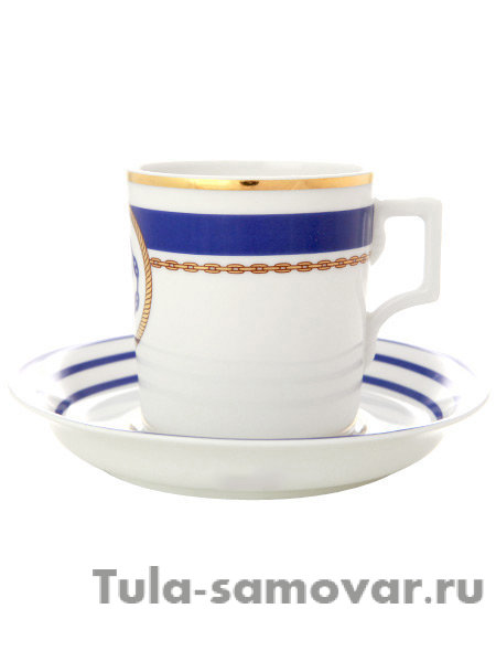 Чайная пара форма Гербовая рисунок Кают компания № 2 Императорский фарфоровый завод