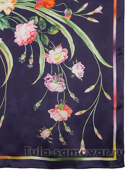 Платок из шелка (атлас) Павлопосадский "Лунный сад", 89*89 см, арт. 10018-14