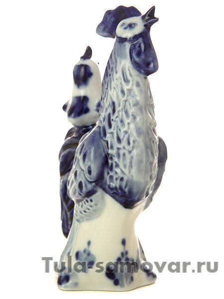 Скульптура Петушок с цыпленком Гжель, автор Жигунов А.
