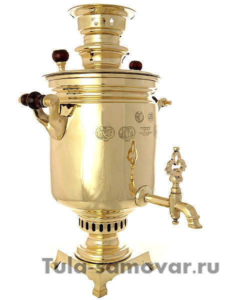 Комбинированный самовар 5 л желтый цилиндр Самоварная Фабрика Капырзина