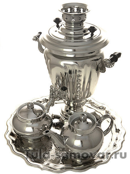 Набор самовар электрический 3 литра никелированный конус с автоотключением "Серебро", арт. 110332к