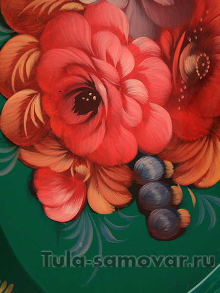 Поднос "Осенний букет на зеленом" малый овальный