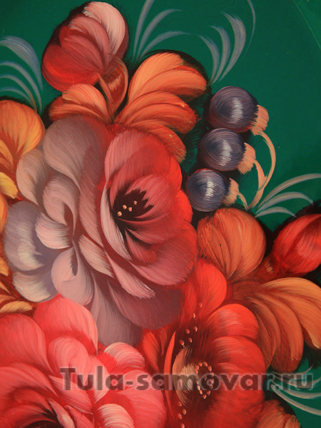 Поднос "Осенний букет на зеленом" малый овальный