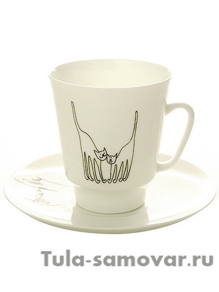 Кофейная чашка с блюдцем форма Майская рисунок Коты ИФЗ