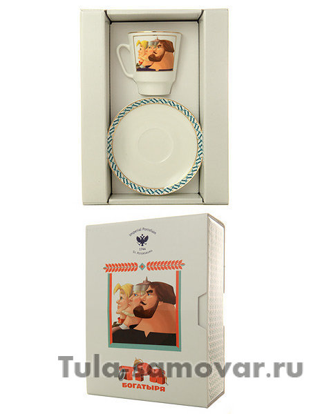 Кофейная чашка с блюдцем форма Майская рисунок Три богатыря ИФЗ