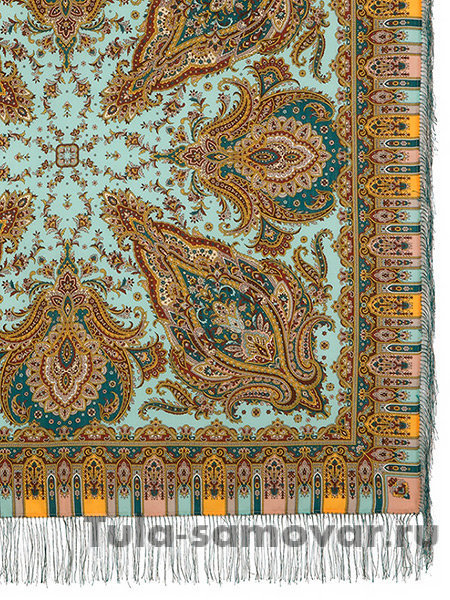 Платок из шерсти "Мечта хрустальная" с шелковой бахромой 1683-62, 125х125 см