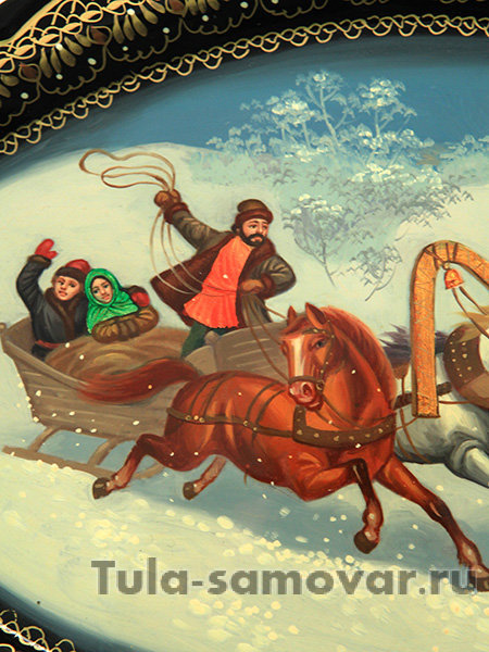 Поднос "Тройка зимняя" в подарочном футляре