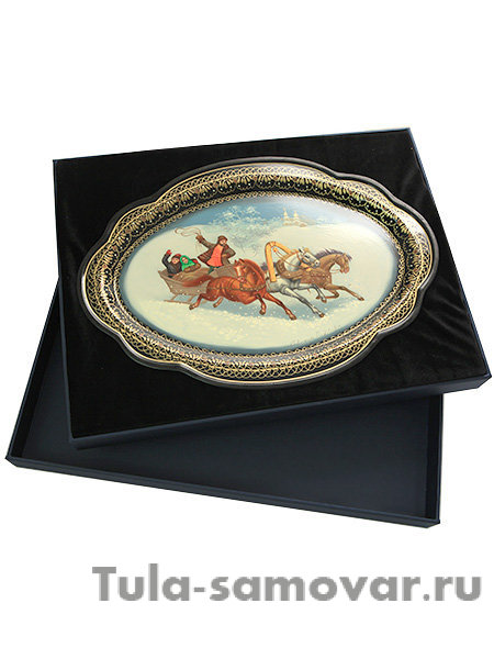 Поднос "Тройка зимняя" в подарочном футляре