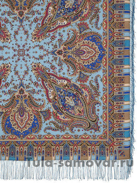 Платок из шерсти "Мечта хрустальная" с шелковой бахромой 1683-63, 125х125 см