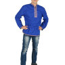 Мужская косоворотка льняная синяя 3XL-5XL