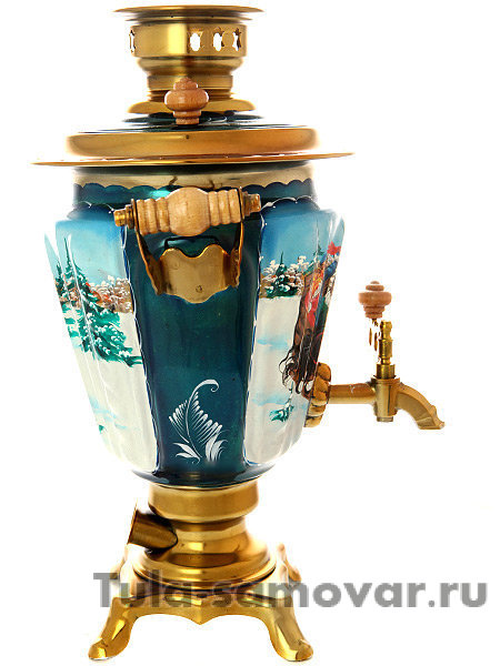 Электрический самовар 3 л с росписью "Тройка зимняя", арт. 130266