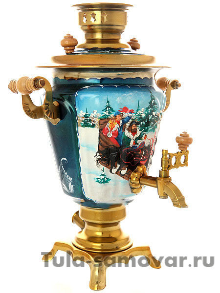 Электрический самовар 3 л с росписью "Тройка зимняя", арт. 130266