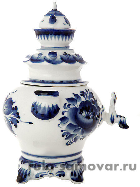 Сувенирный самовар Гжель с заварочным чайником, арт. 01