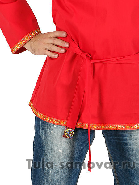 Мужская косоворотка хлопковая красная XS-XXL