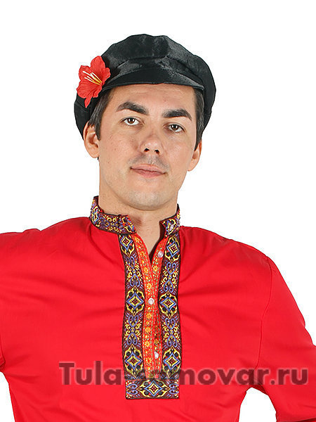 Мужская косоворотка хлопковая красная XS-XXL