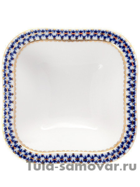 Салатник фарфоровый 2-порционный форма Молодежная рисунок Кобальтовая сетка Императорский фарфоровый завод