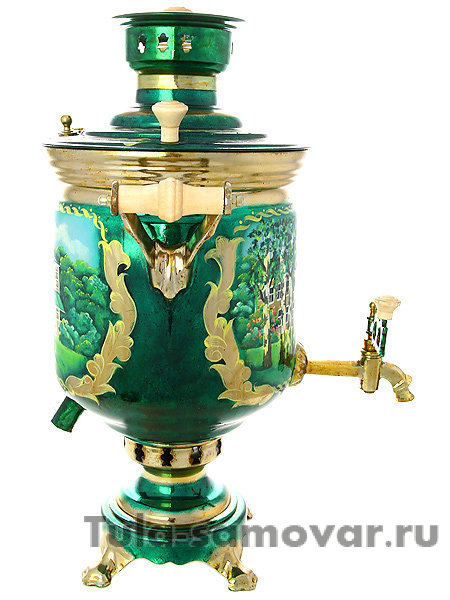 Комбинированный самовар 5 л с художественной росписью "Ясная поляна"