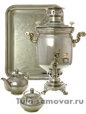 Набор самовар на дровах 5 л никелированный цилиндр