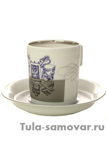 Сервиз чайный форма Гербовая рисунок Гусарский 6/14 Императорский фарфоровый завод