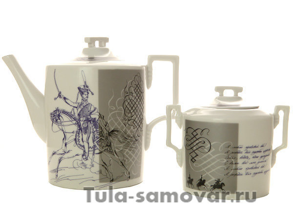 Сервиз чайный форма Гербовая рисунок Гусарский 6/14 Императорский фарфоровый завод