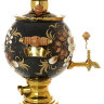 Набор самовар электрический 3 литра с художественной росписью "Жостово на черном фоне" с чайным сервизом и подносом, арт. 120319с