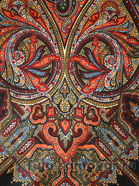 Шерстяной Павлопосадский платок "Шафран", 89*89 см, арт. 1155-18