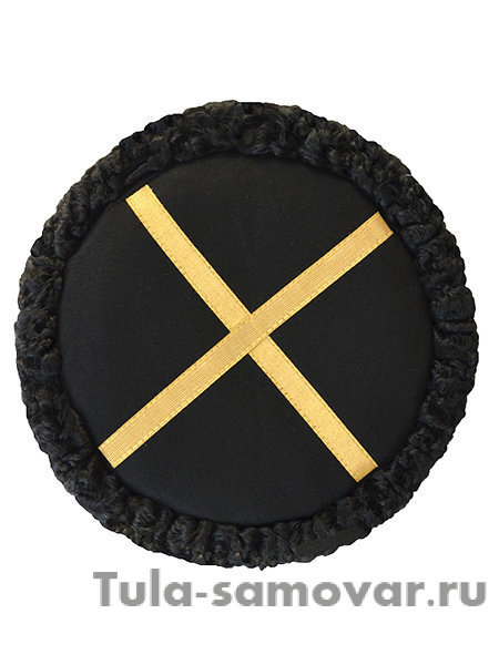 Кубанка станично-бытовая натуральный черный каракуль (черное сукно+латунное перекрестие)
