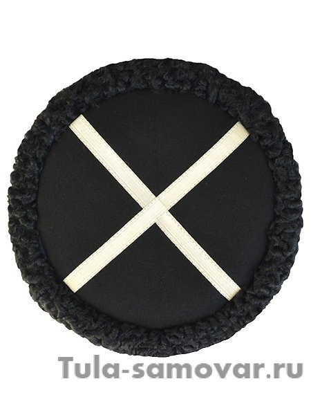 Кубанка станично-бытовая натуральный черный каракуль (черное сукно+серебристое перекрестие)