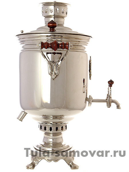 Комбинированный самовар 7 л никелированный цилиндр с накладным Гербом РФ