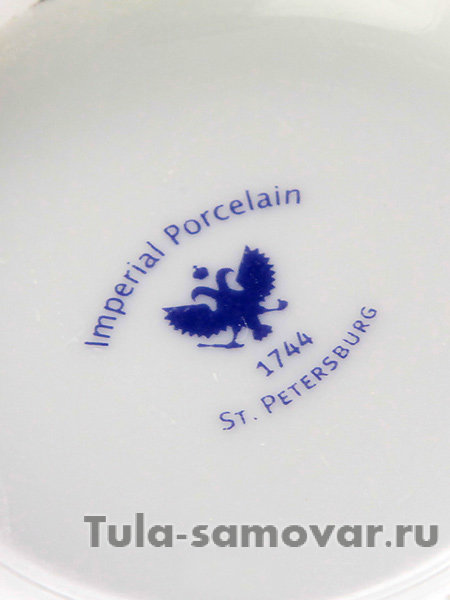 Сахарница форма Тюльпан рисунок Золотой сад Императорский фарфоровый завод