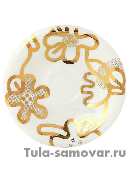 Чайная пара форма Сад рисунок Эмилия золотая Императорский фарфоровый завод