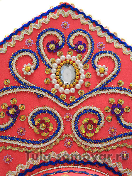 Русский кокошник "Купола" розовый