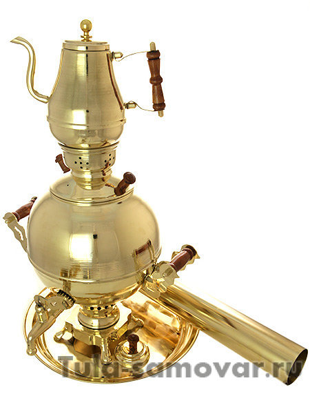 Набор самовар на дровах 5 л "Чаепитие-шар" латунный, Москва