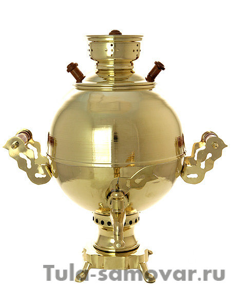 Набор самовар на дровах 5 л "Чаепитие-шар" латунный, Москва