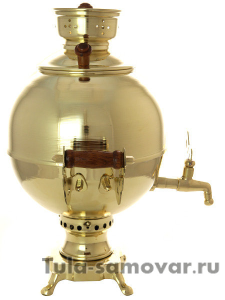 Набор самовар на дровах 5 л "Чаепитие-шар" латунный, Москва